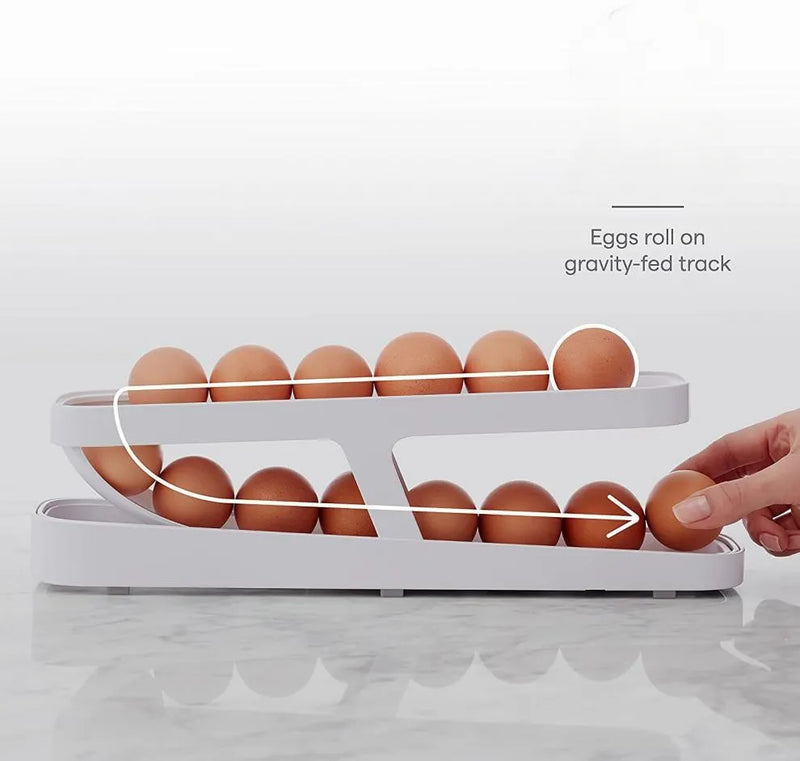 "O Armazenador de Ovos com Rolagem Automática - A solução inteligente para a sua cozinha!